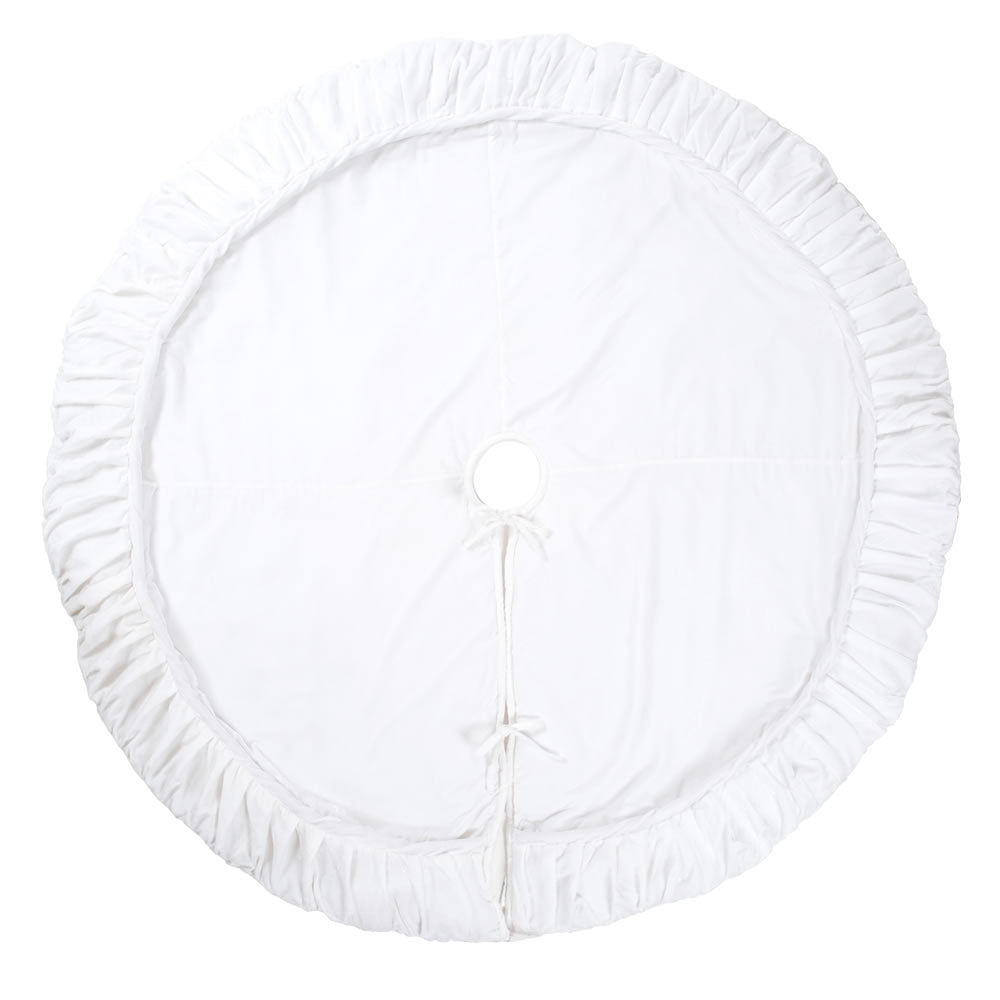 Vickerman 60” Plush White Velvet Treeskirt - QTX17761