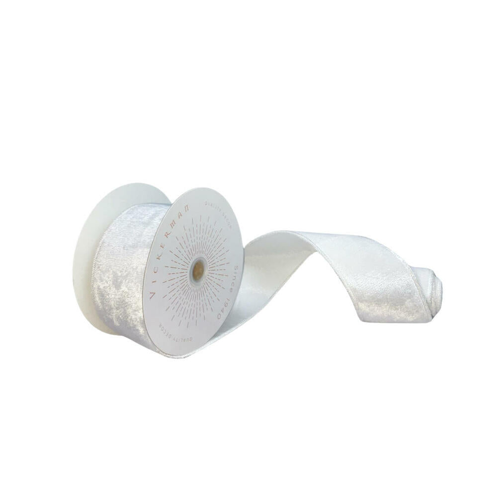 2.5”x10yd Plush White Velvet Ribbon