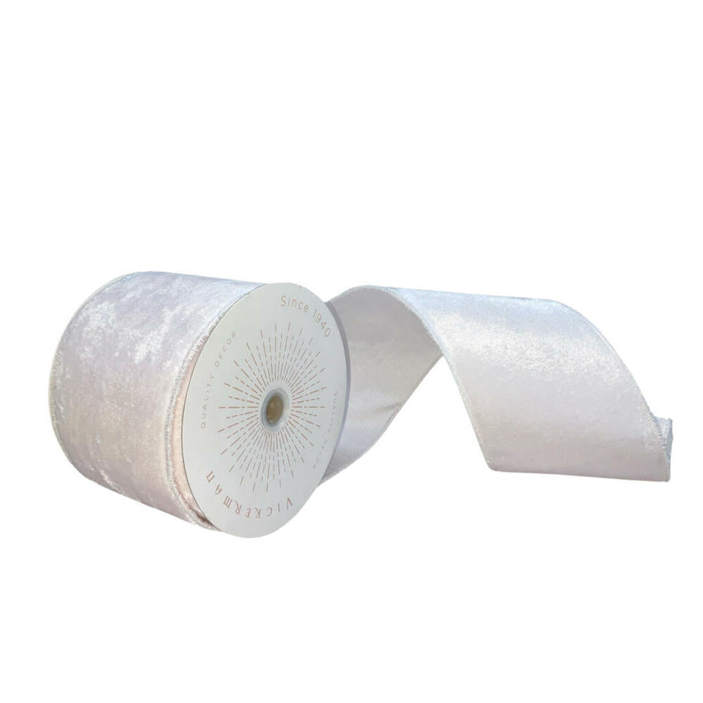 4”x10yd Plush White Velvet Ribbon