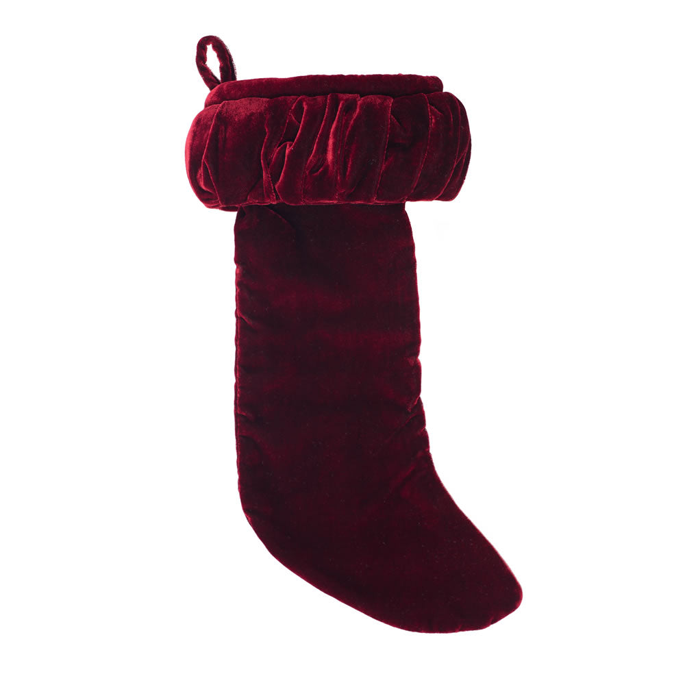 Vickerman 8X19” Plush Wine Velvet Stocking - QTX17770