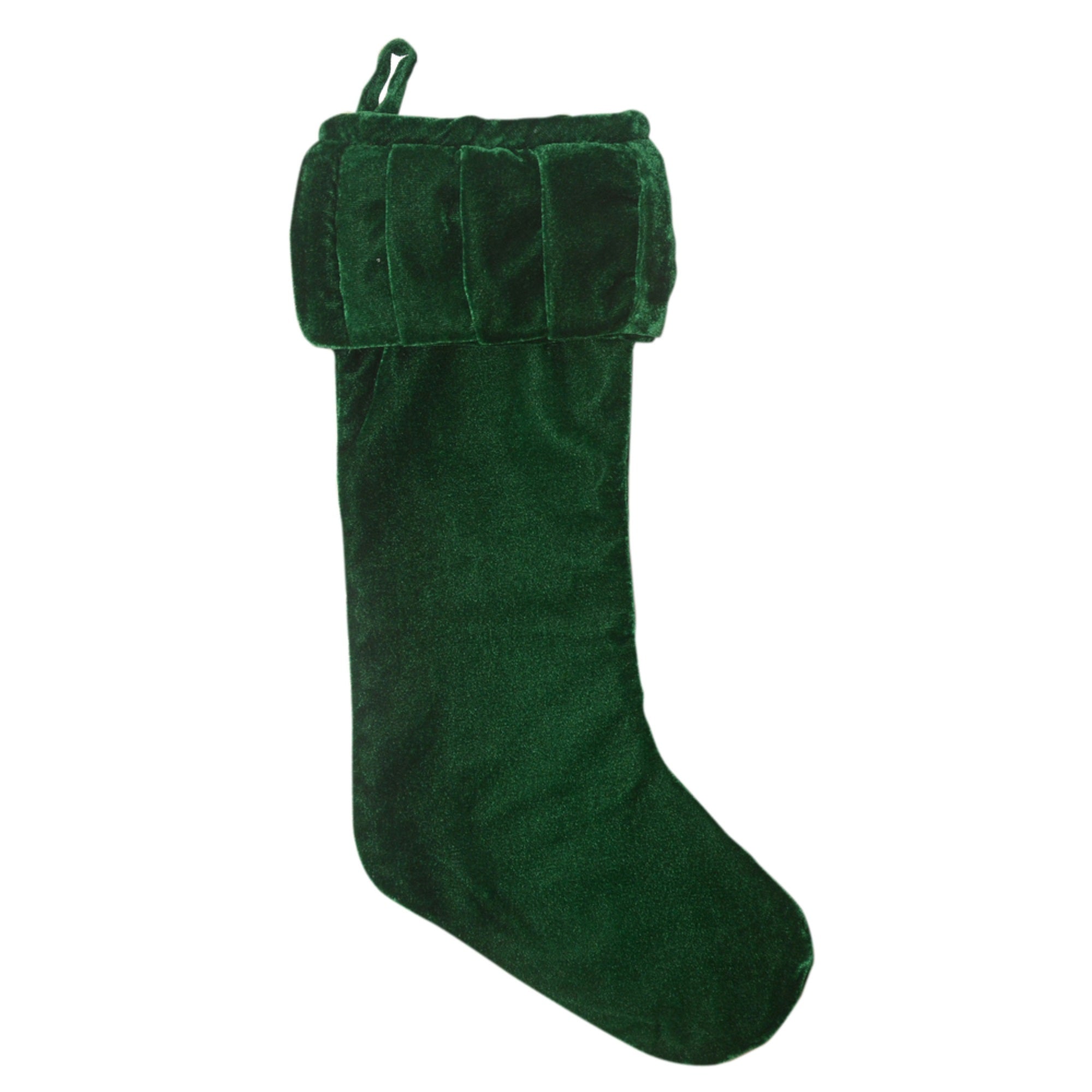Vickerman 8” x 19” Plush Emerald Green Velvet Christmas Stocking.