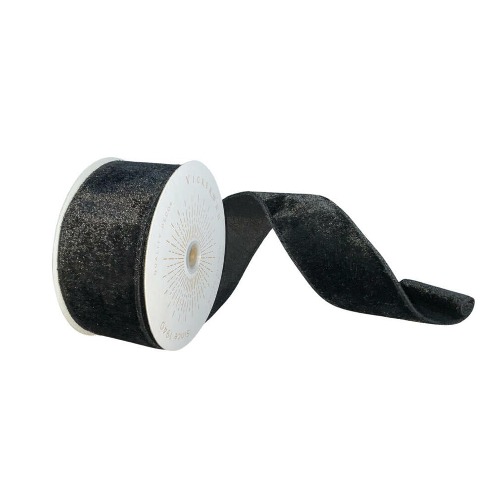 2.5”x10yd Plush Black Velvet Ribbon