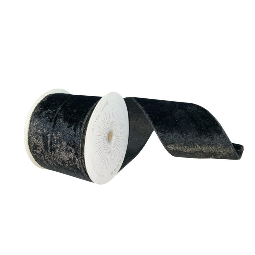 4”x10yd Plush Black Velvet Ribbon