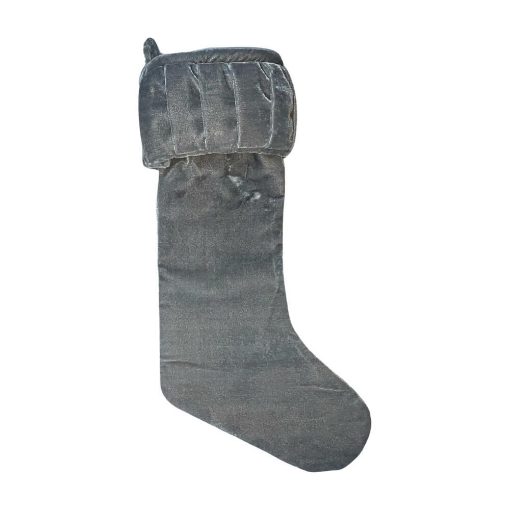 8” x 19” Plush Silver Velvet Stocking