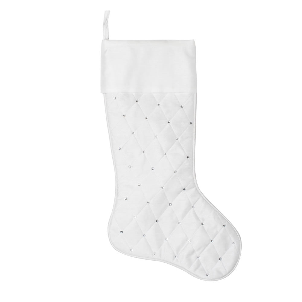Vickerman 21” Ivory Quilt Stitch Jewel Stocking - QTX190321