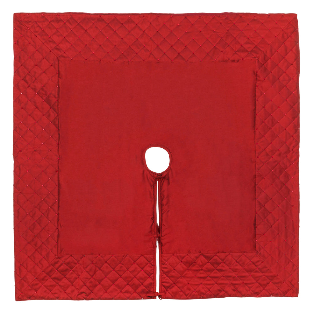 Vickerman 52” Red Quilt Stitch Jewel Treeskirt - QTX190452