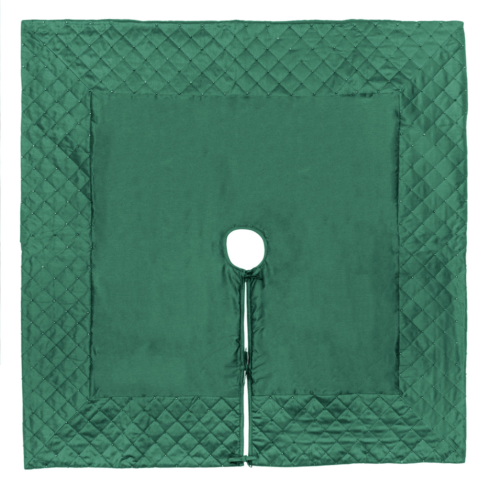 Vickerman 52” Green Quilt Stitch Jewel Treeskirt - QTX190552