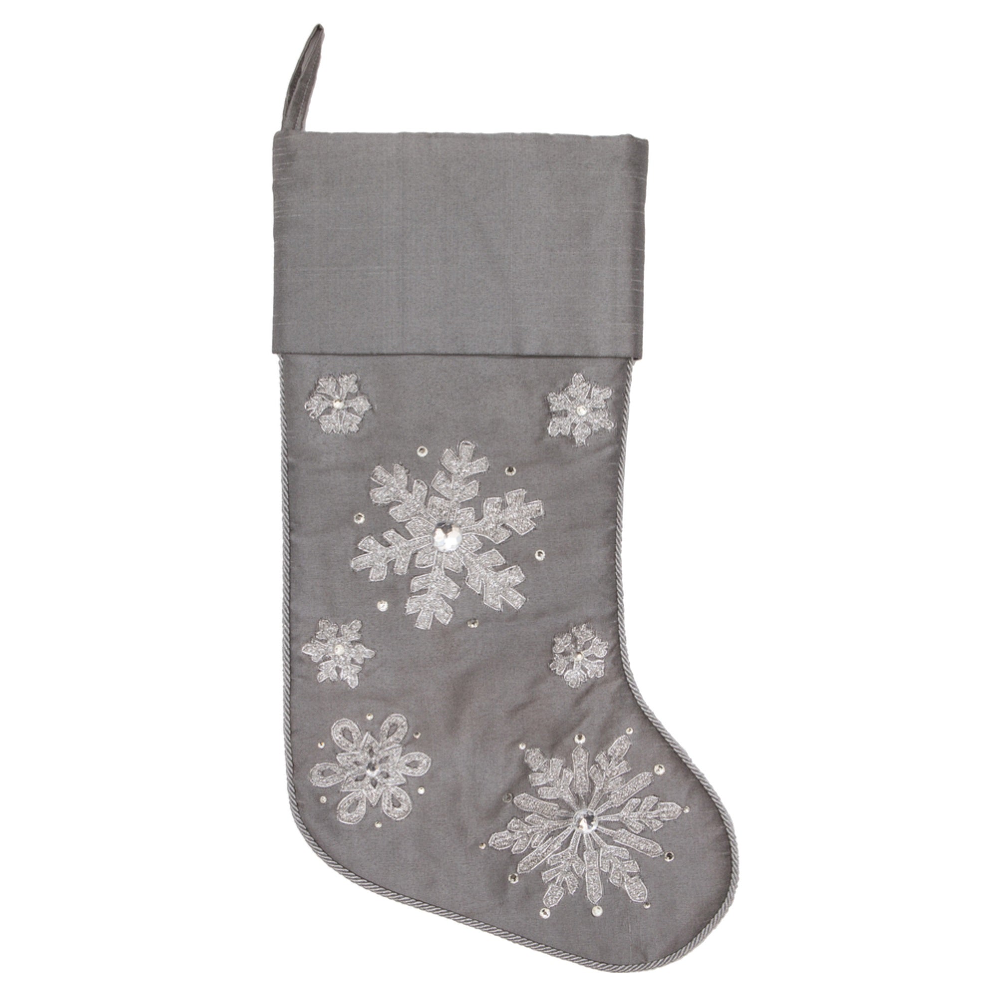 19” Silver Snowflake Stocking