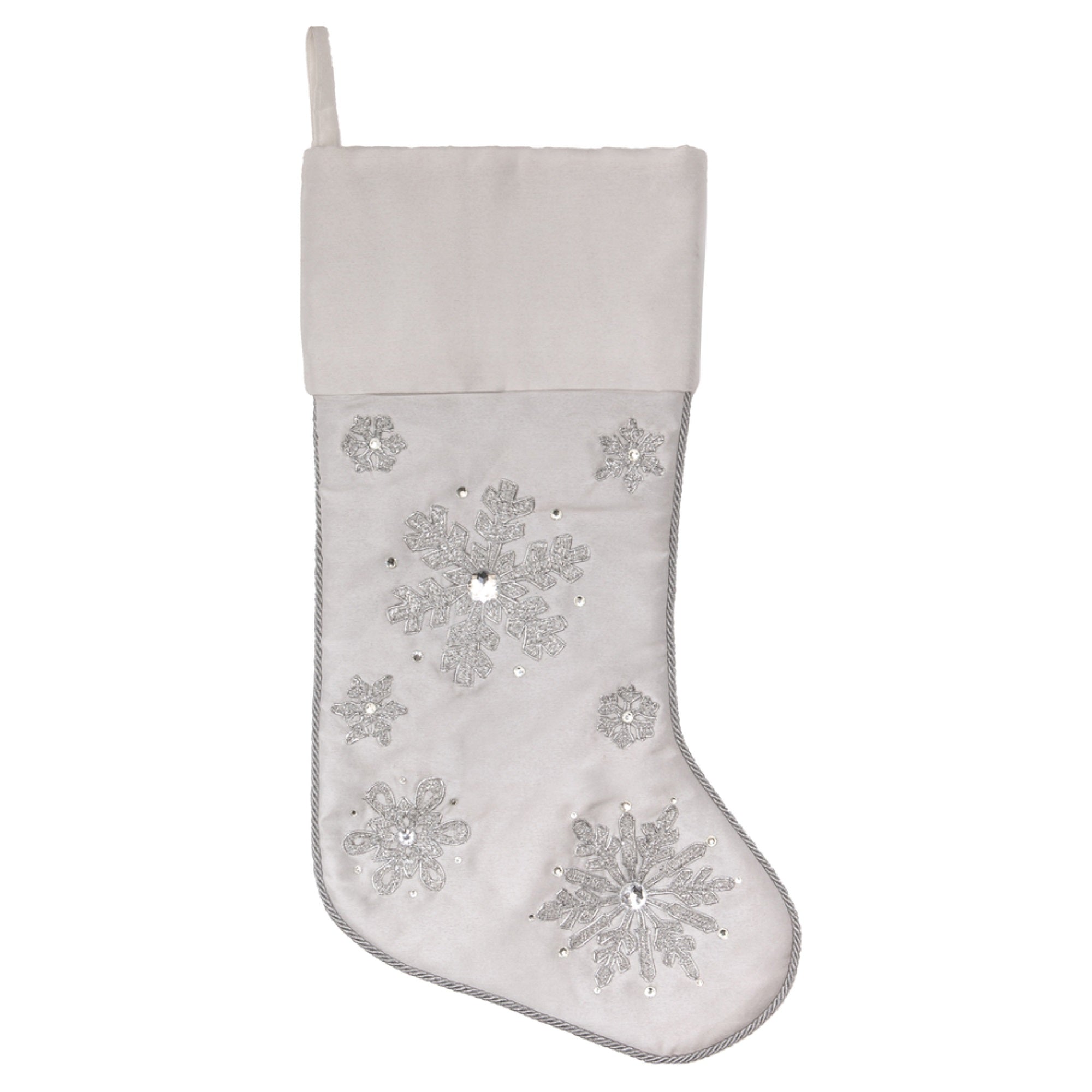 19” White Snowflake Stocking