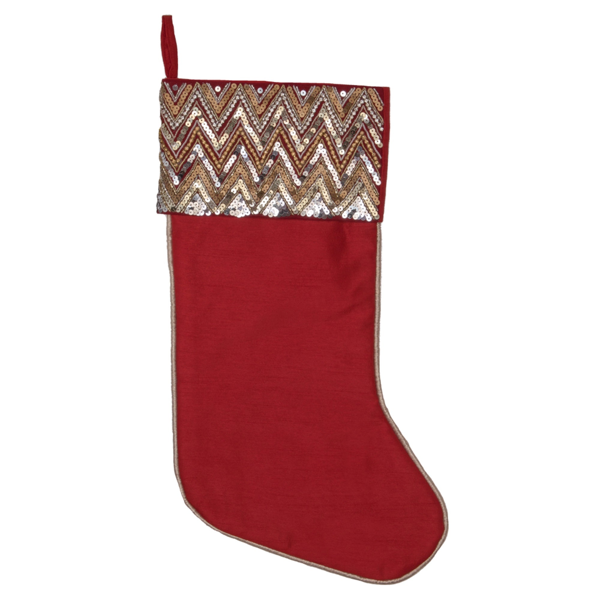 19” Red Chevron Sequin Stocking