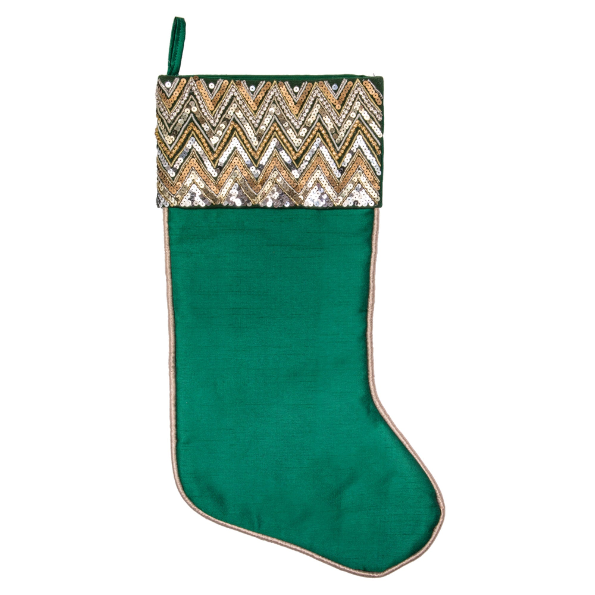 19” Green Chevron Sequin Stocking