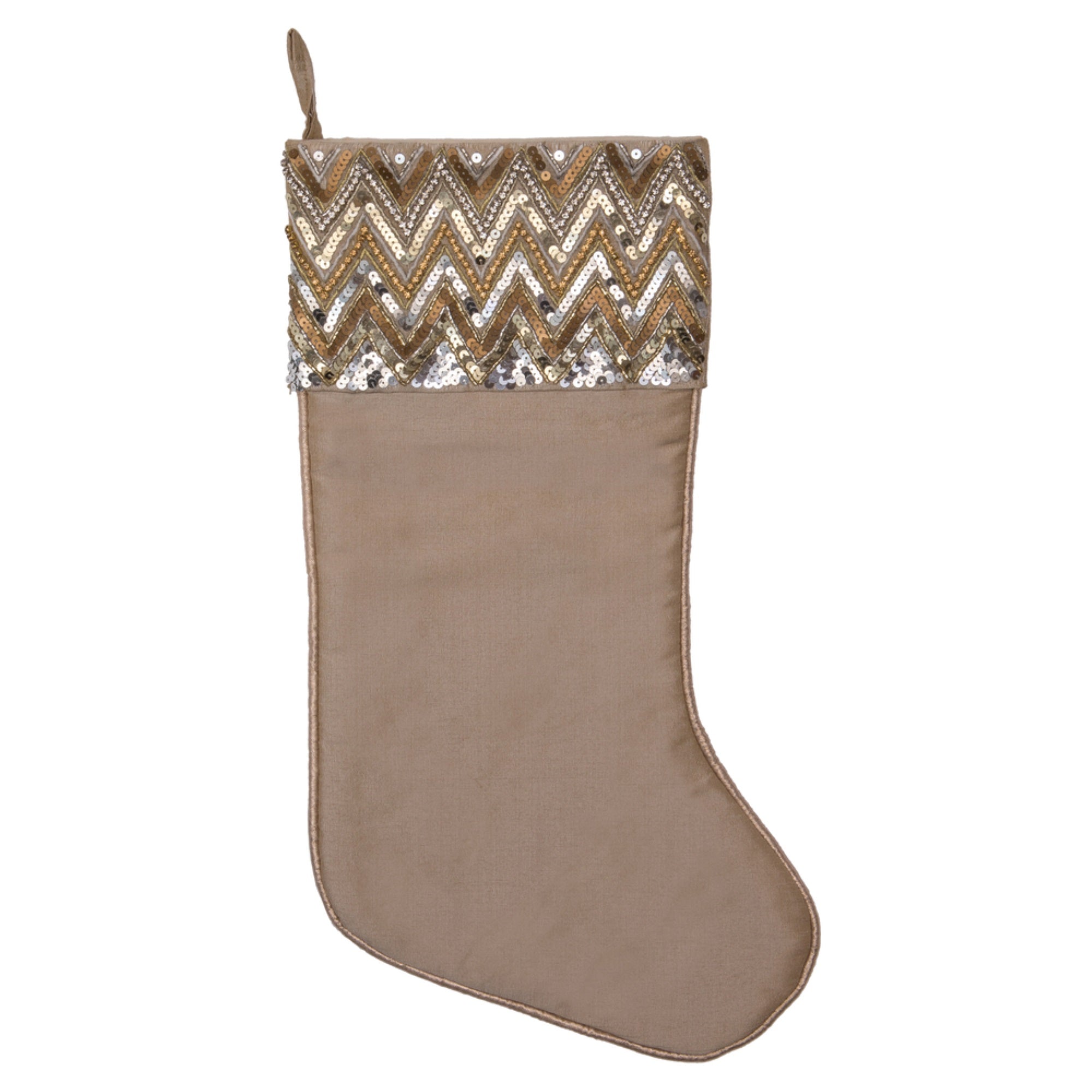 19” Champagne Chevron Sequin Stocking