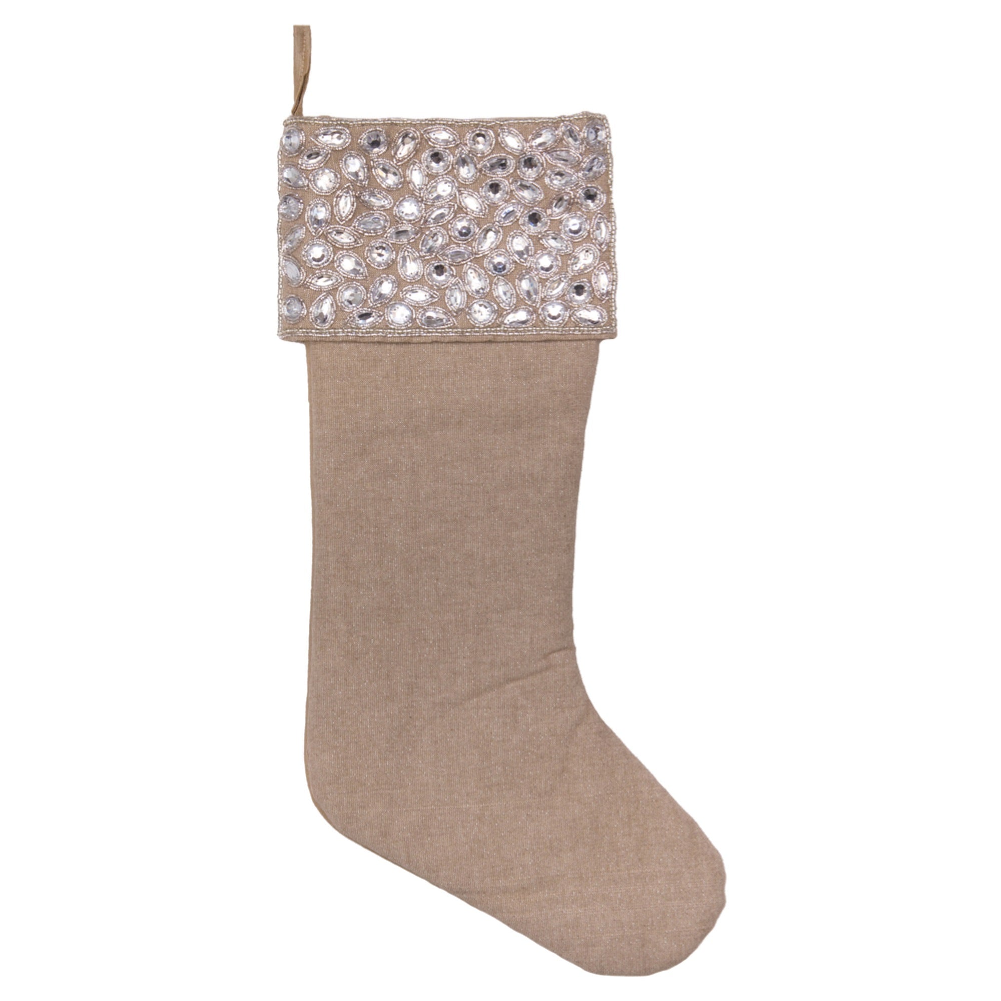 19” Burlap Silver Jewel Stocking