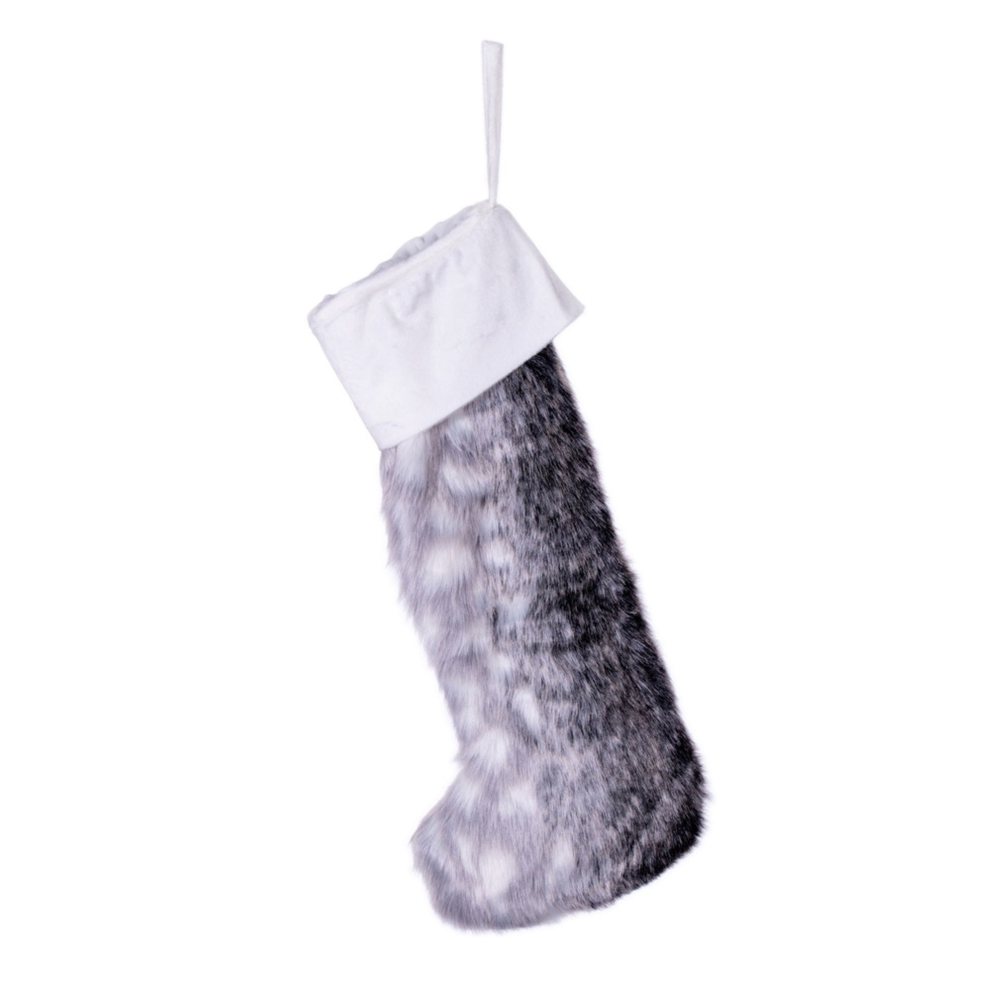 Vickerman 20” x 8” Arctic Faux Fur Stocking. Minky Lining; it's Fully Lined and has a Tie Closure.