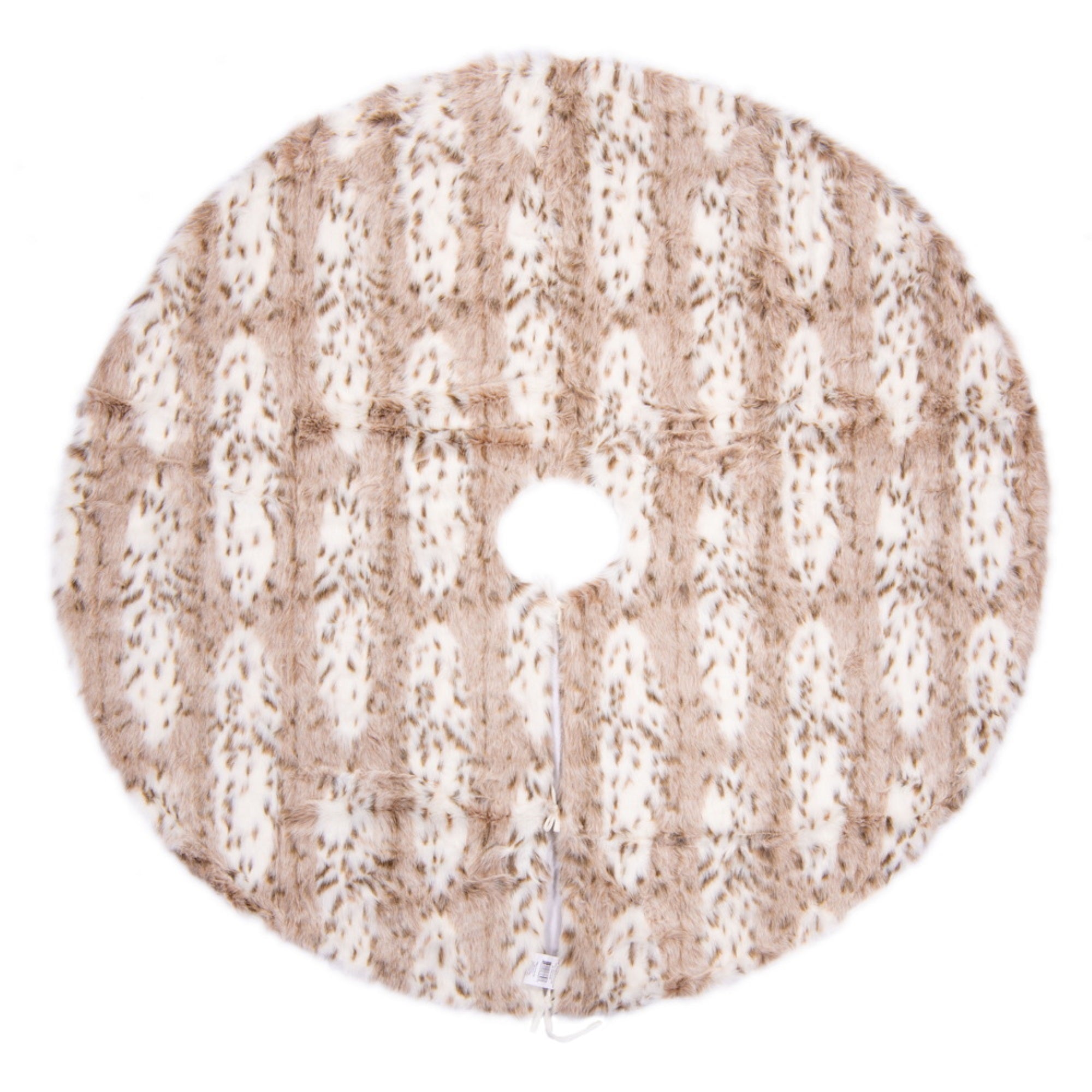 Vickerman 72” Iberian Faux Fur Tree Skirt. Minky Lining; it's Fully Lined and has a Tie Closure.