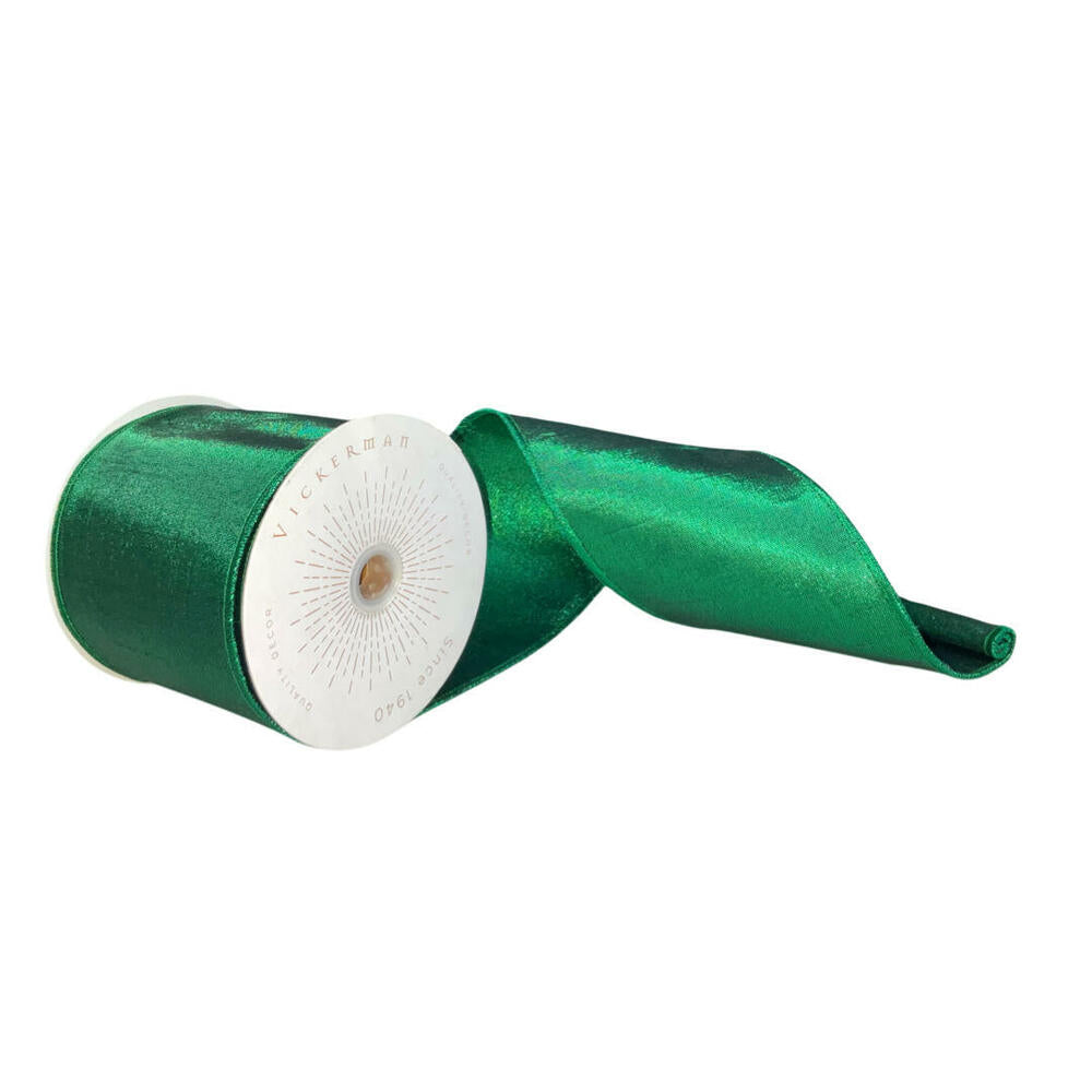 4”x10yd Green Metallic Ribbon
