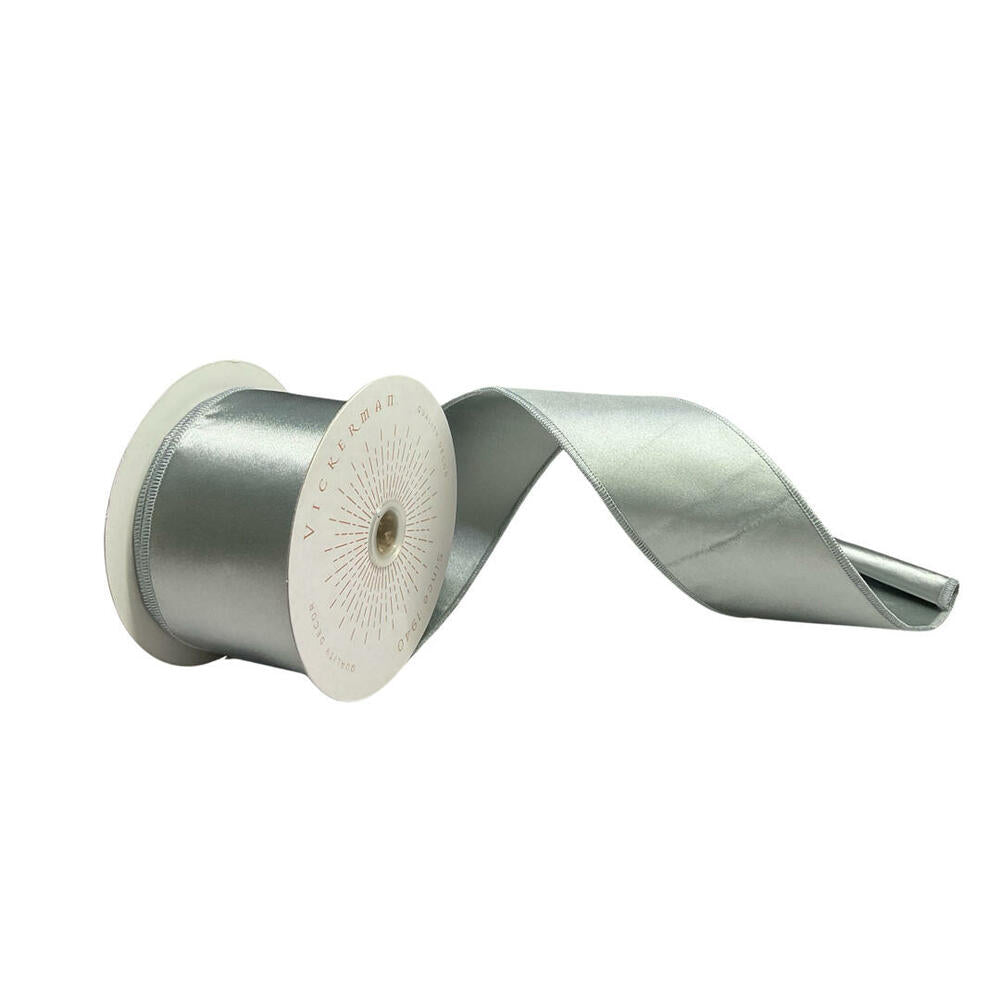 2.5”x10yd Silver Satin Ribbon