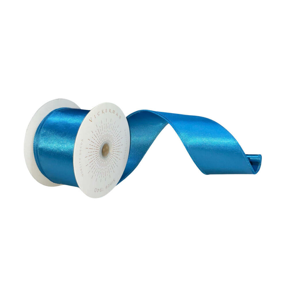 2.5”x10yd Turquoise Satin Ribbon