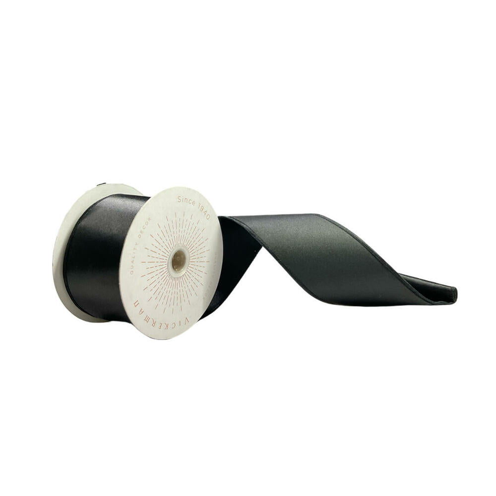 2.5”x10yd Black Satin Ribbon
