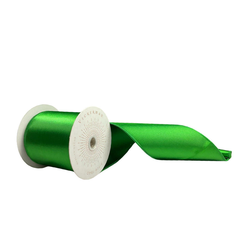 4”x10yd Green Satin Ribbon