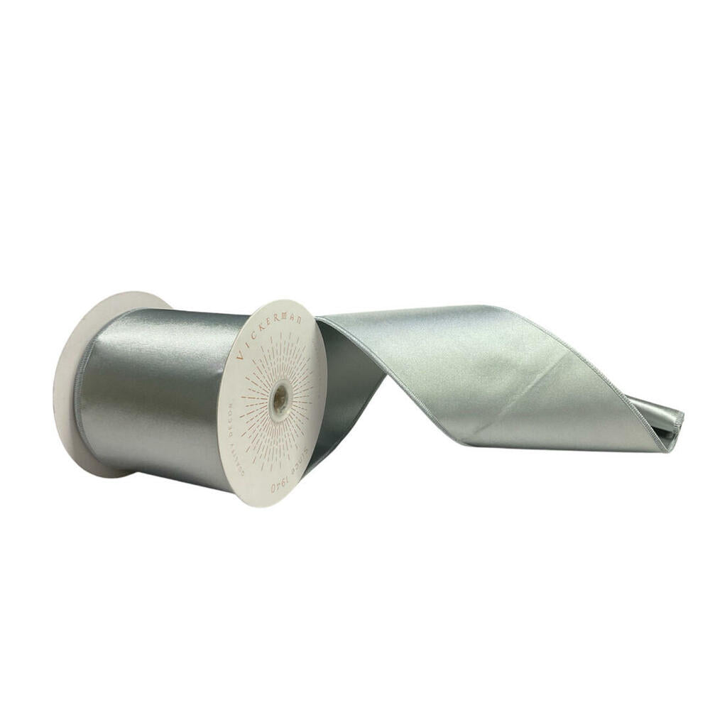 4”x10yd Silver Satin Ribbon