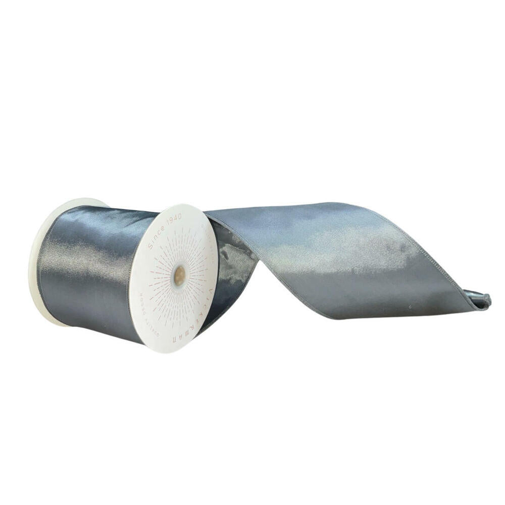 4”x10yd Pewter Satin Ribbon