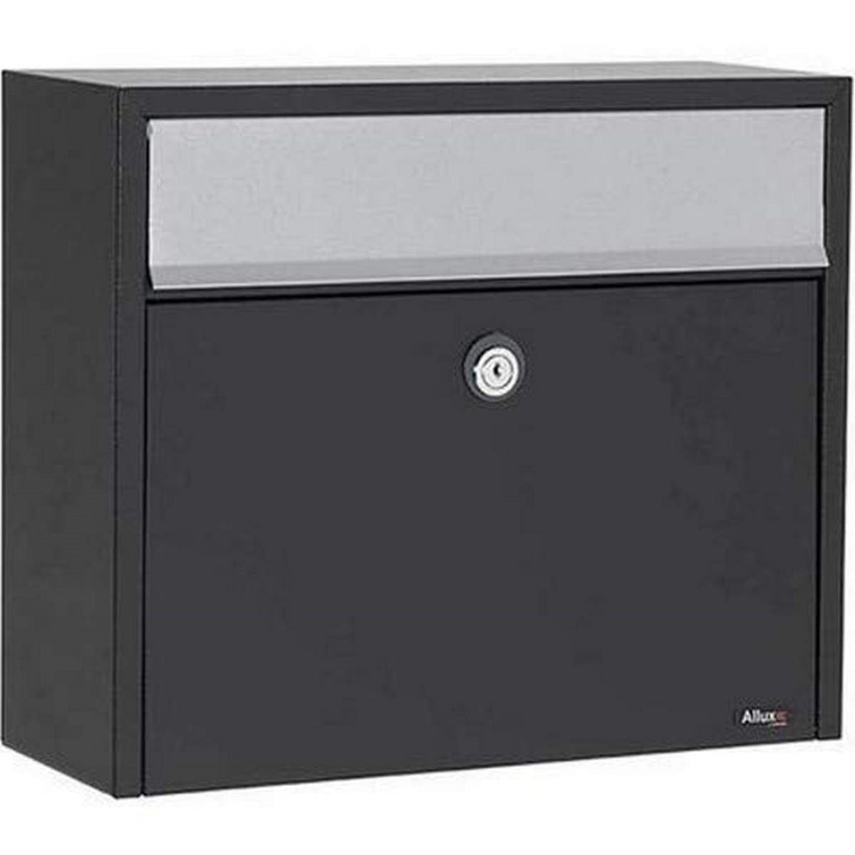 Allux Series Lt150 Wall Mount Mailbox In Black With Gray Flap