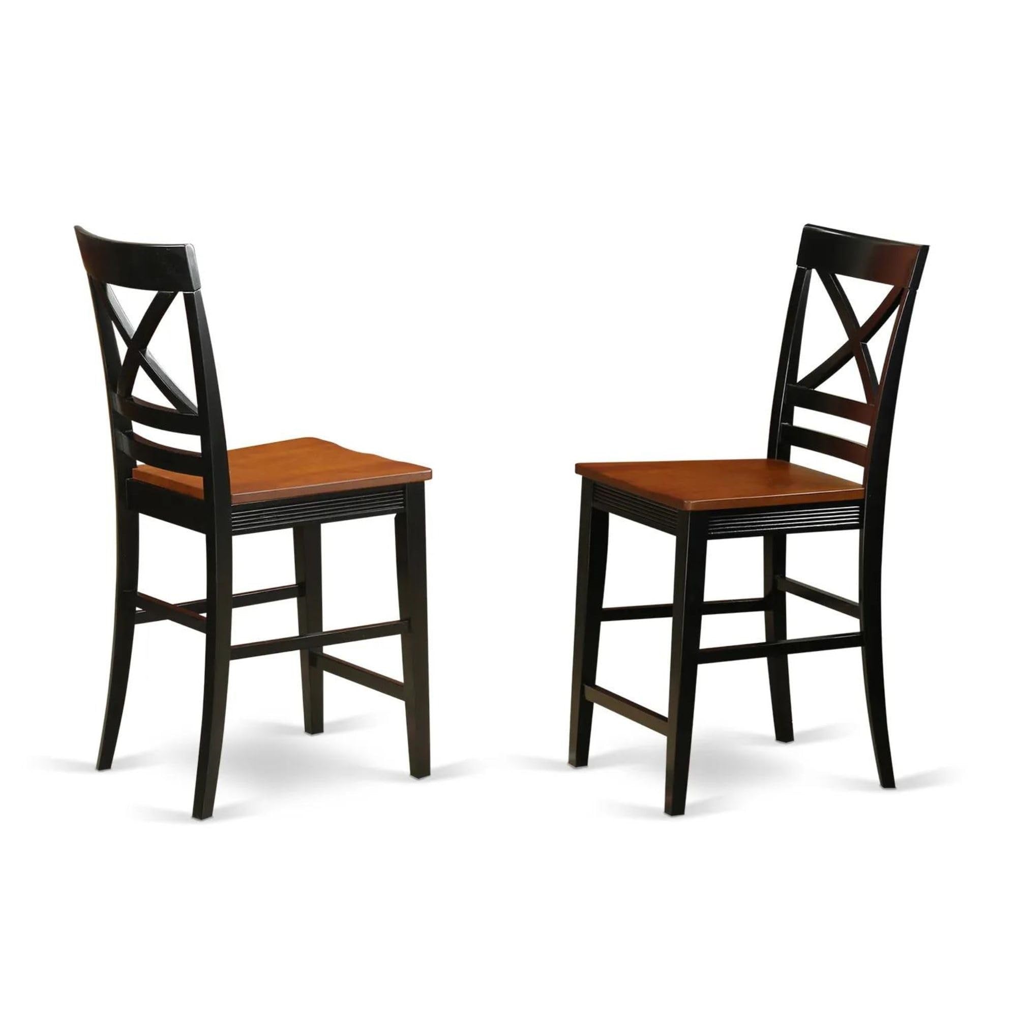 Casafoyer Quincy Counter Bar Stool-Pub Height Wooden Chairs, Set Of 2, Black & Cherry