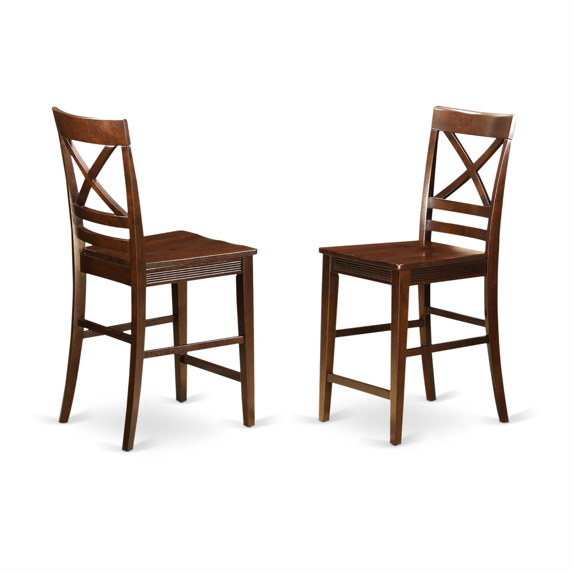 Casafoyer Quincy Counter Barstool-Pub Height Wooden Chairs, Set Of 2, Mahogany