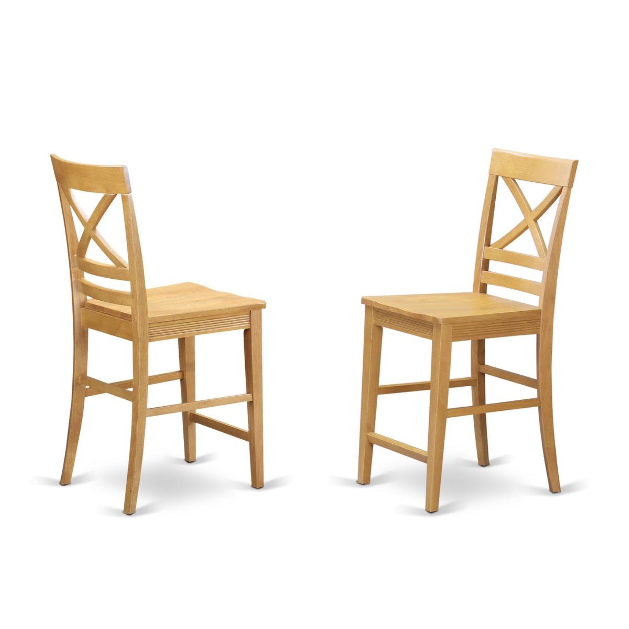 Casafoyer Qus-Oak-W Quincy Counter-Height Bar Stool - Pub Height Wooden Chairs, Set Of 2, Oak
