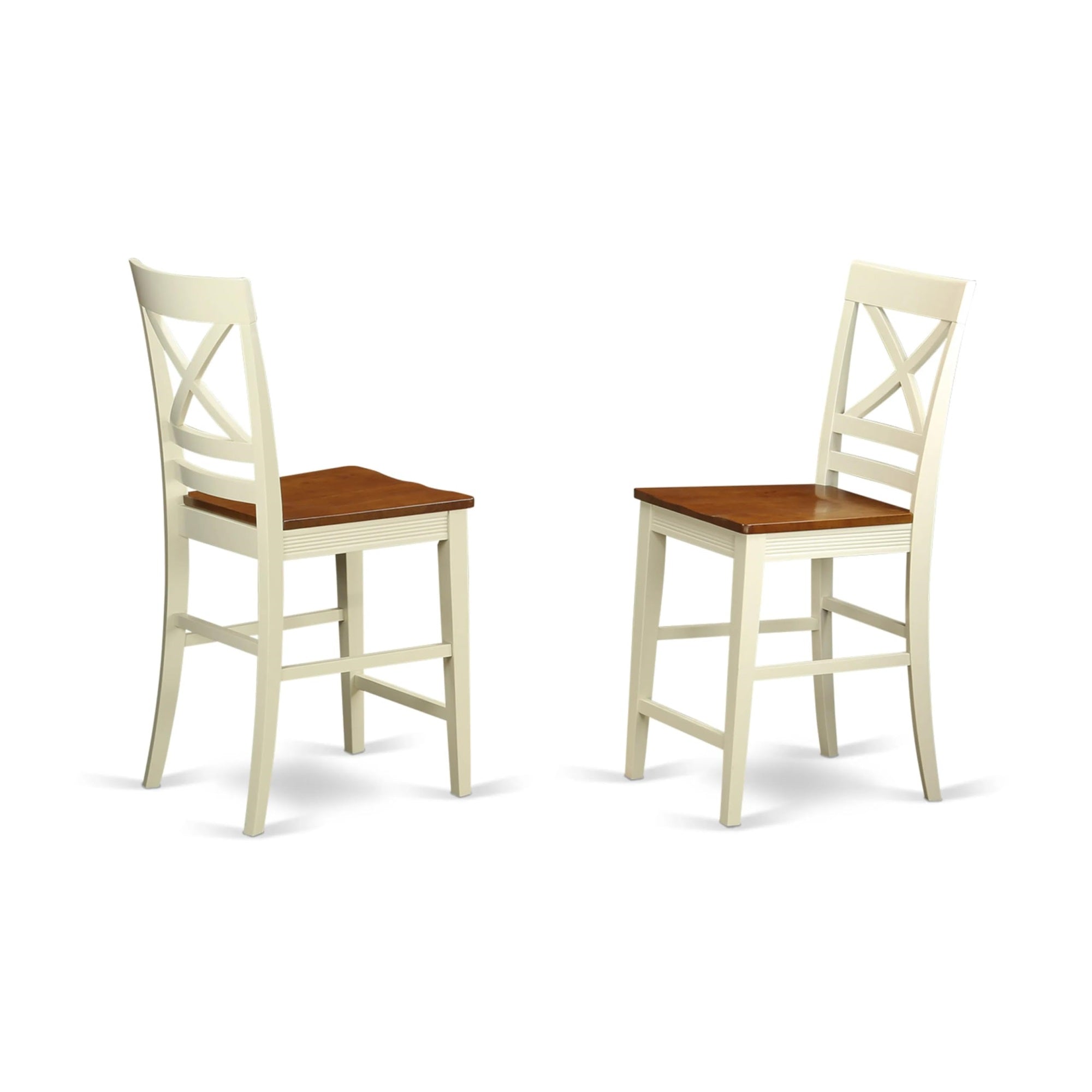 Casafoyer Qus-Whi-W Counter Barstool-Pub Height Dining Chairs, Set Of 2, Buttermilk & Cherry
