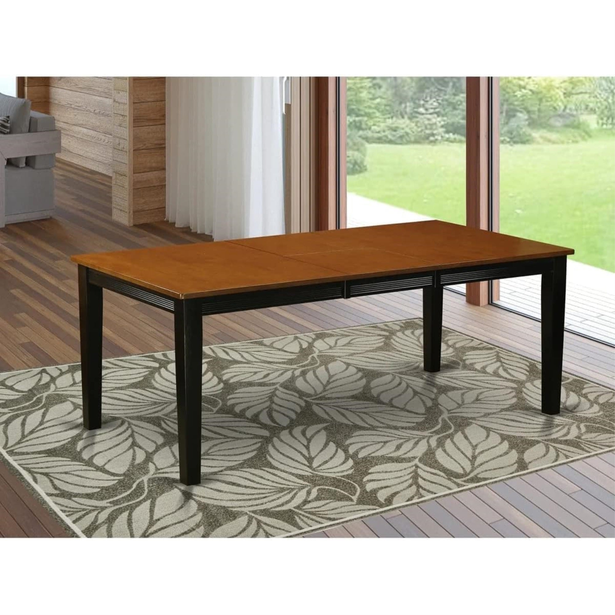 East West Furniture Qut-Blk-T Dining Room Rectangle Kitchen Table Top With Butterfly Leaf, Black/Cherry Finish