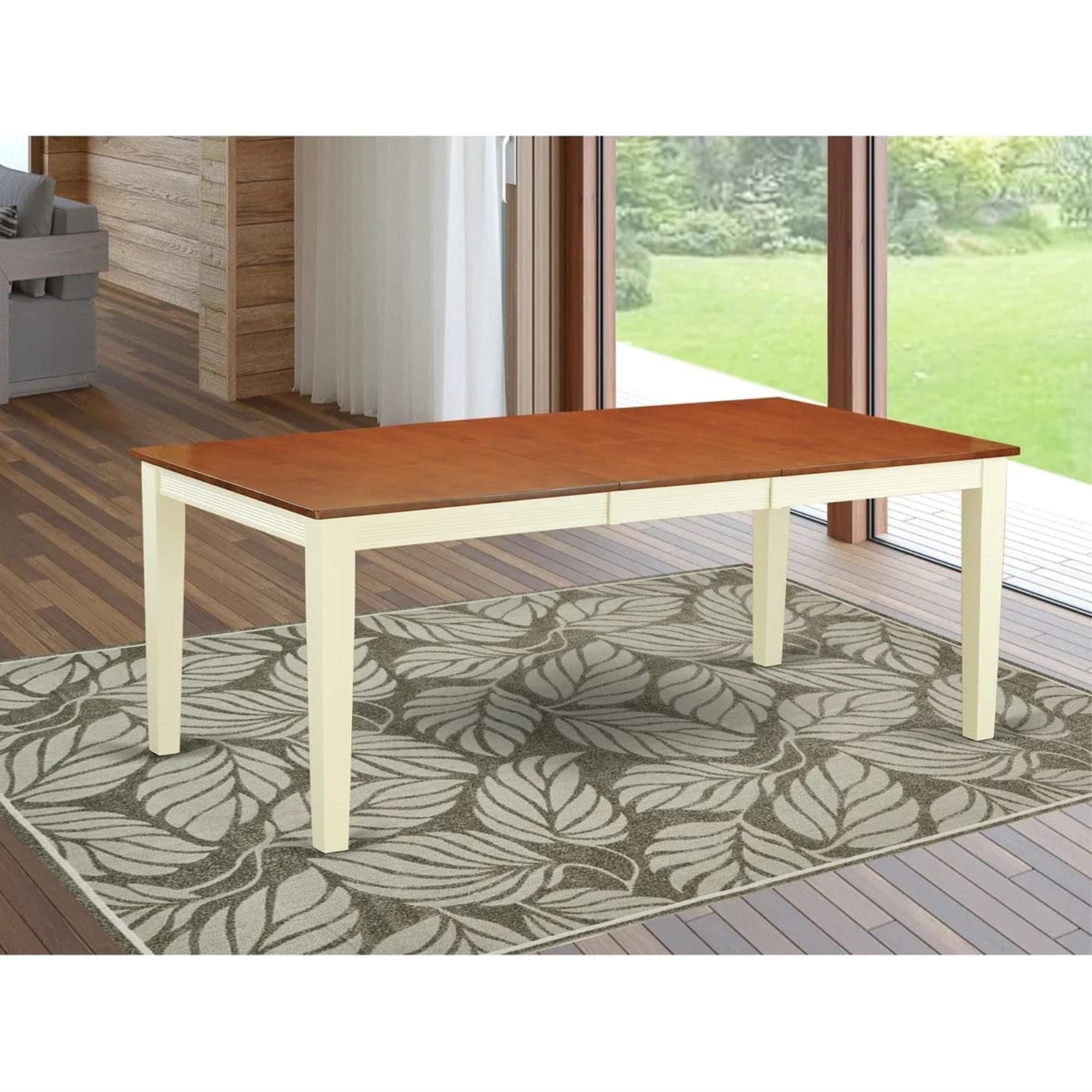 East West Furniture Qut-Whi-T Dining Room Rectangle Kitchen Table Top With Butterfly Leaf, Buttermilk/Cherry Finish