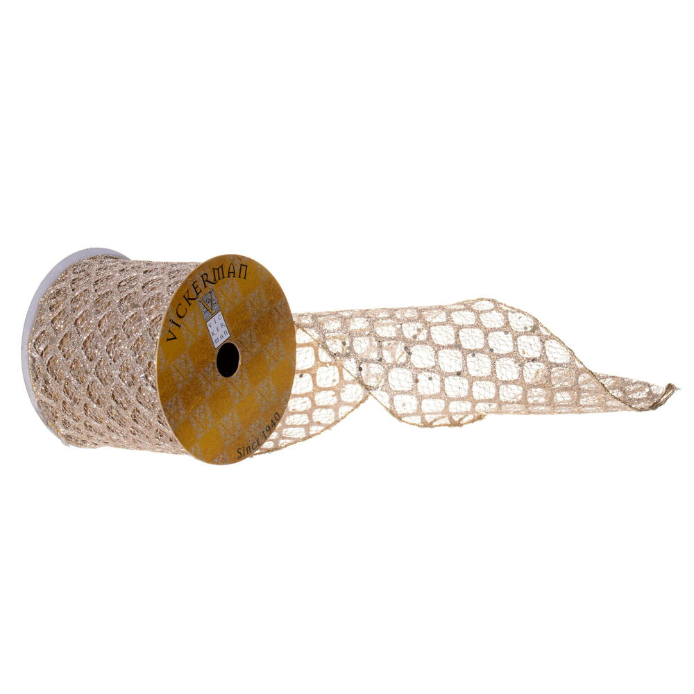 4”X10Y Champ Glitter Sequin Net Ribbon