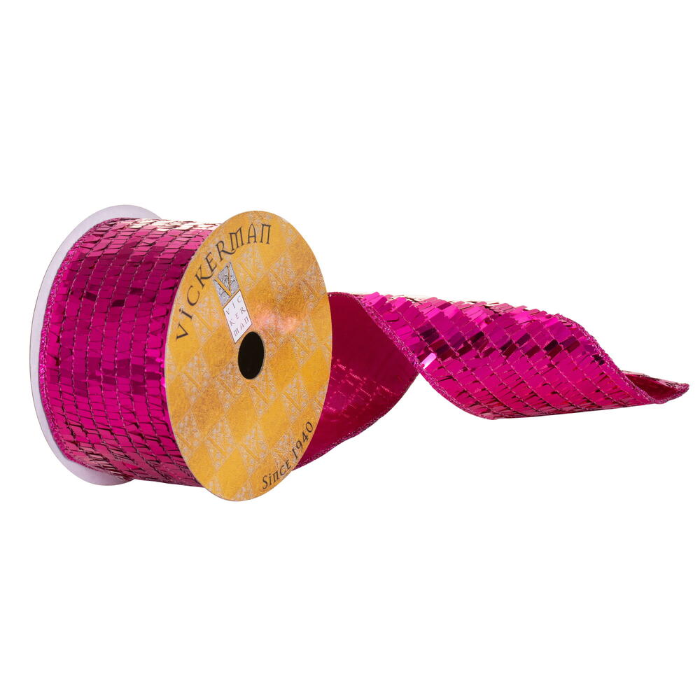 2.5”X10Y Fuchsia Rectangle Sequin Ribbon