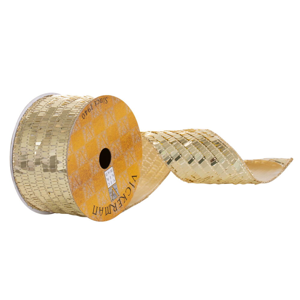 2.5”X10Y Chmpgne Rectangle Sequin Ribbon