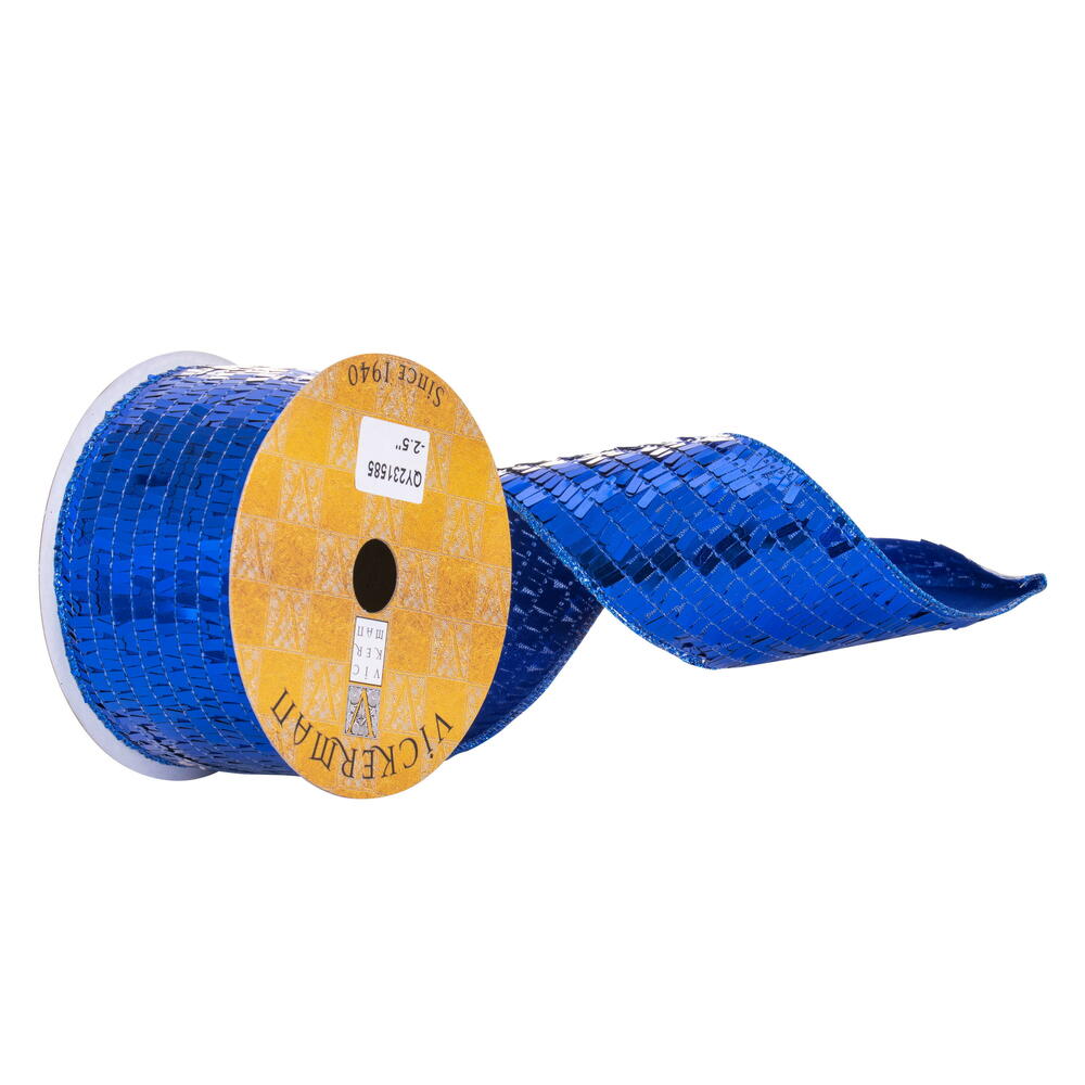 2.5”X10Y Blue Rectangle Sequin Ribbon
