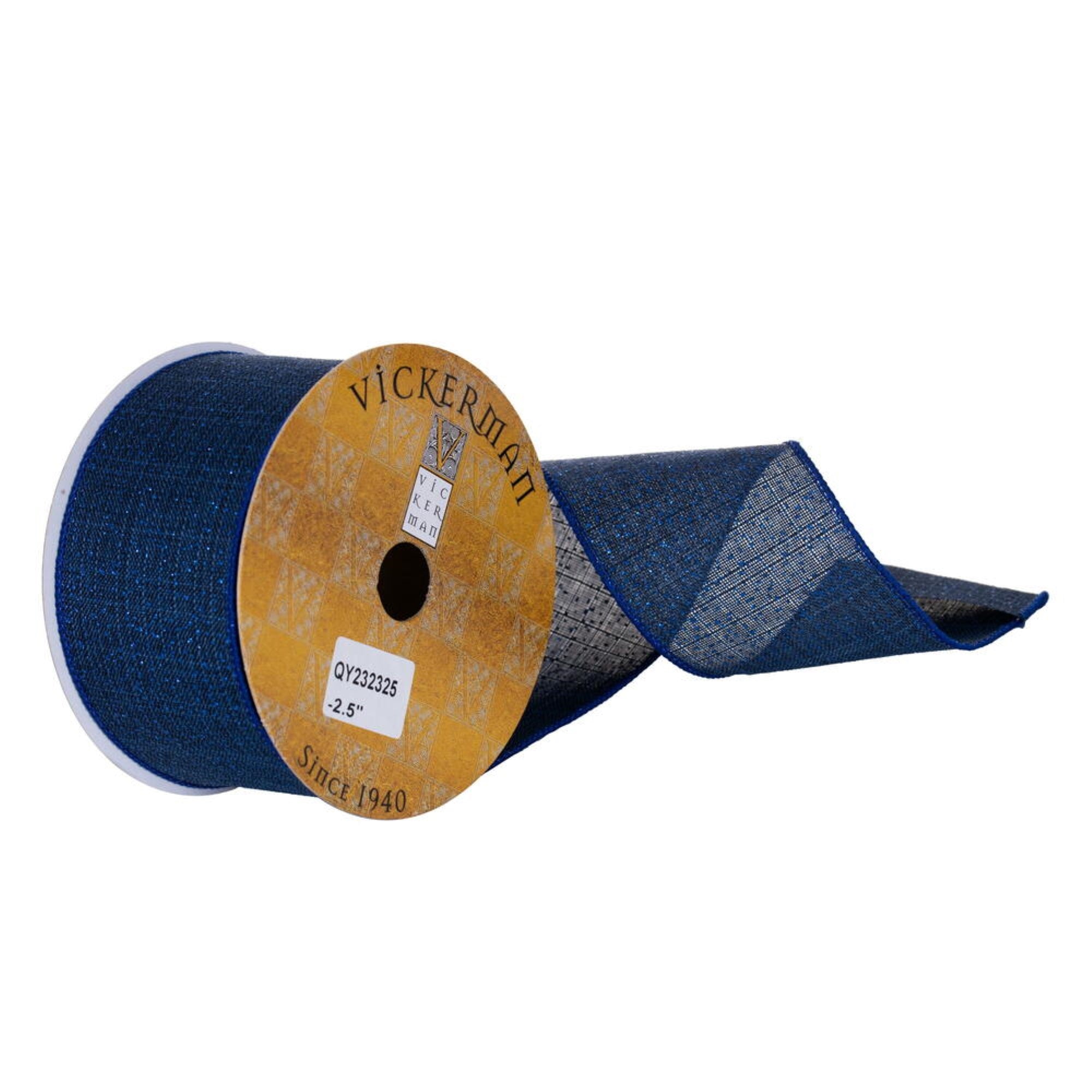 Vickerman 2.5” x 10 Yard Midnight Blue Glitter Burlap Ribbon