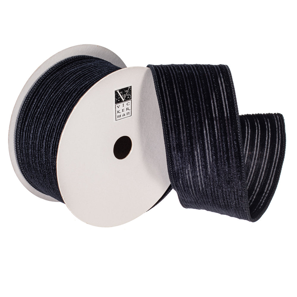 2.5”x10yd Black Velvet Lined Satin Back