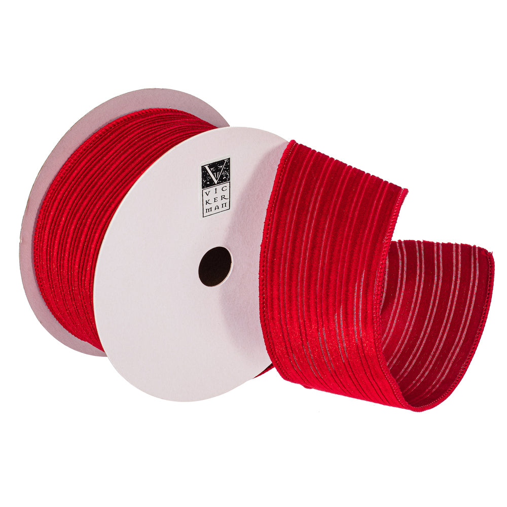 2.5”x10yd Red Velvet Lined Satin Back