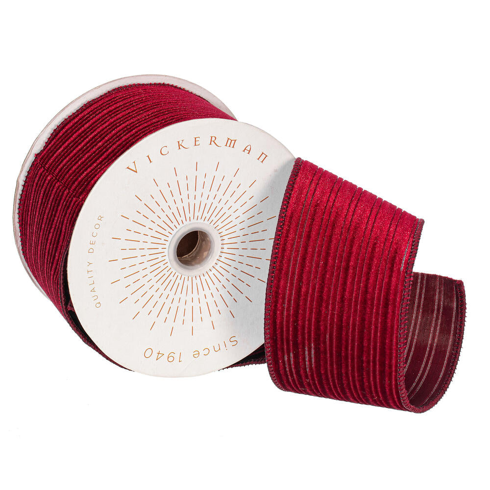2.5″x10yd Burgundy Velvet Lined Satin