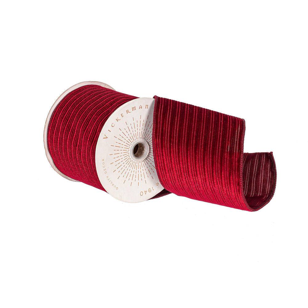 4″x10yd Burgundy Velvet Lined Satin Back