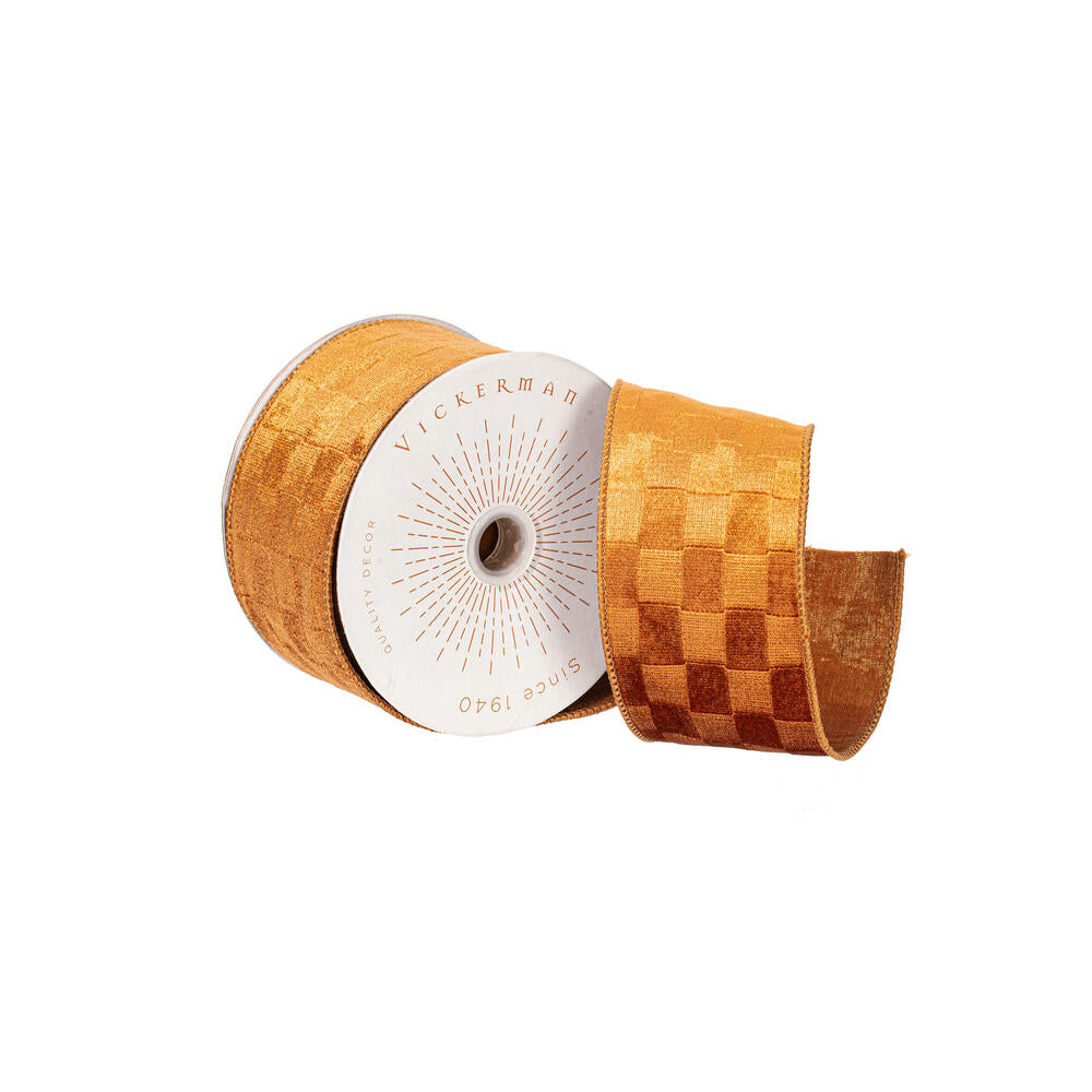 2.5x10yd Mocha Velvet Checkered Satin