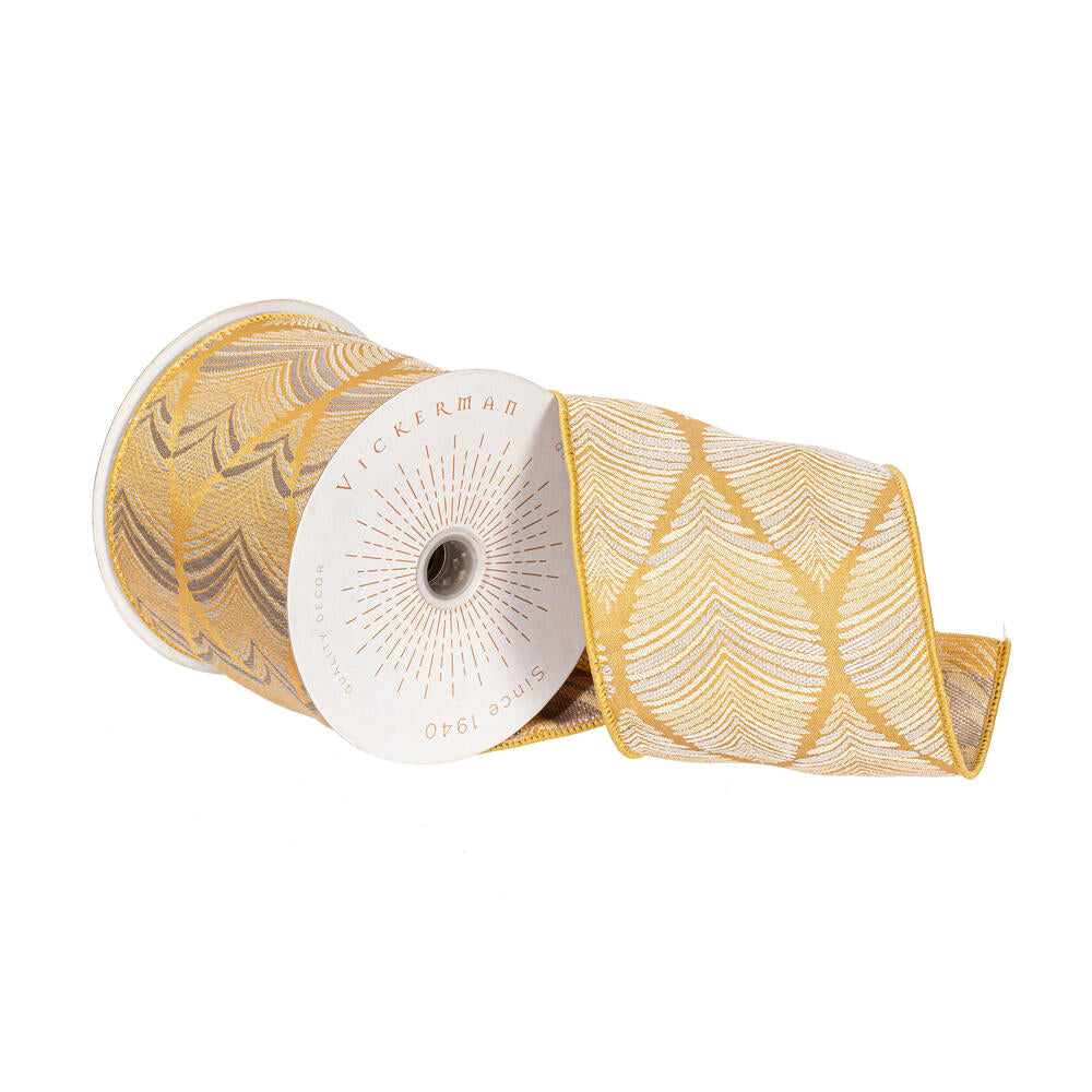 4x10yd Gold Champagne Feather Leaf