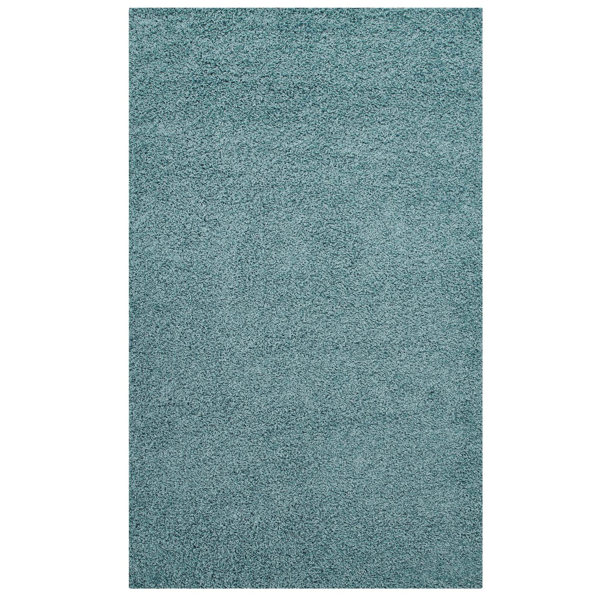 Enyssa Solid 5X8 Shag Area Rug - Aqua Blue And Ivory