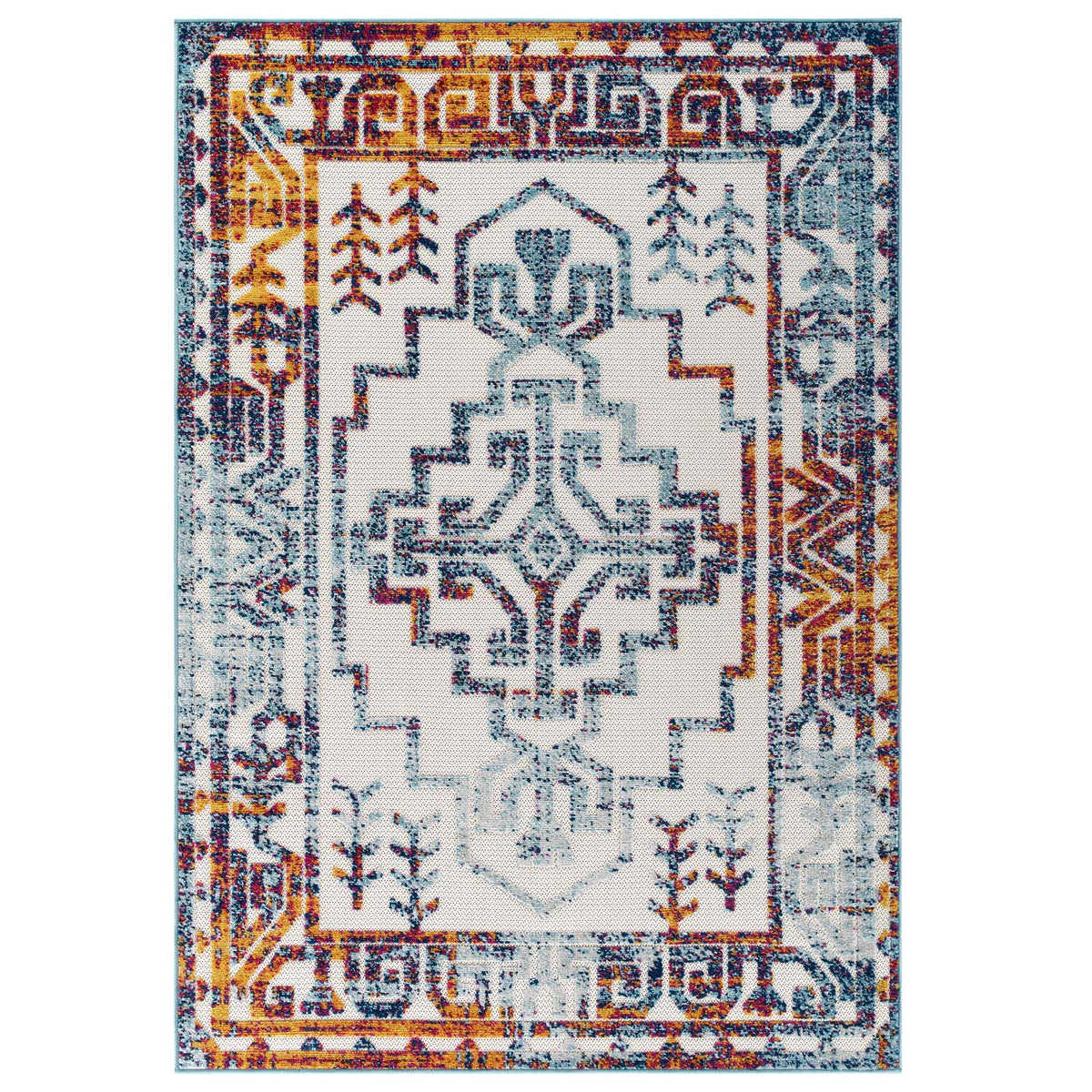 Casafoyer Sophisticated Nyssa Distressed Geometric Indoor/Outdoor Area Rug - Durable & Stylish