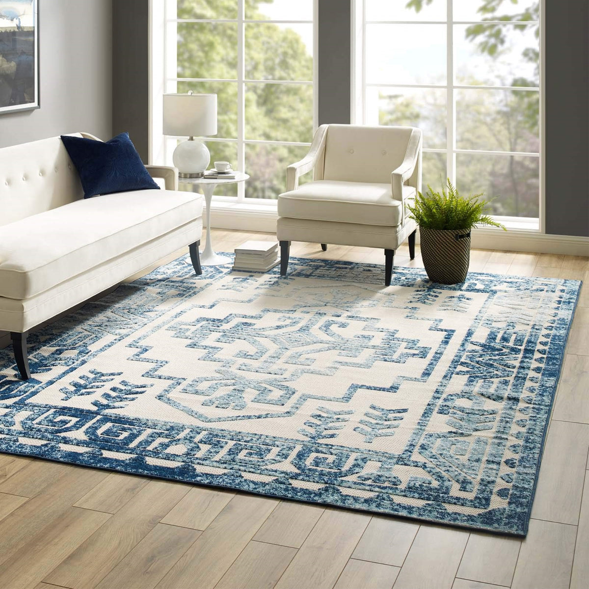 Yardlio Nyssa Distressed Geometric Southwestern Aztec Indoor/Outdoor Area Rug - Elegant, Durable, And Versatile