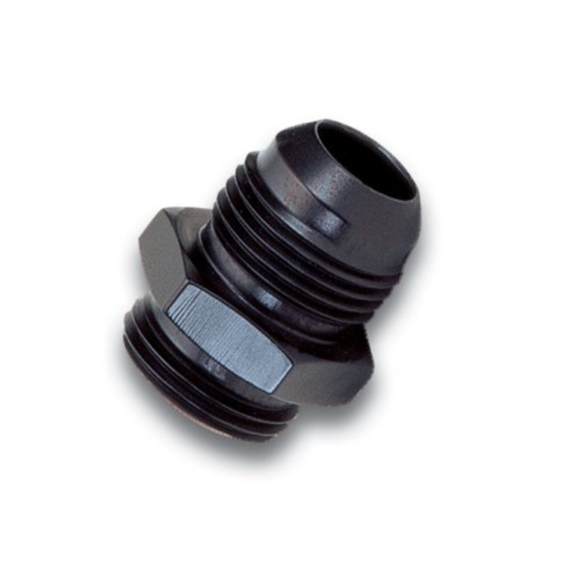 Fitting: -10 straight to -6 flare reducer; radius AN port adapters; anodize black