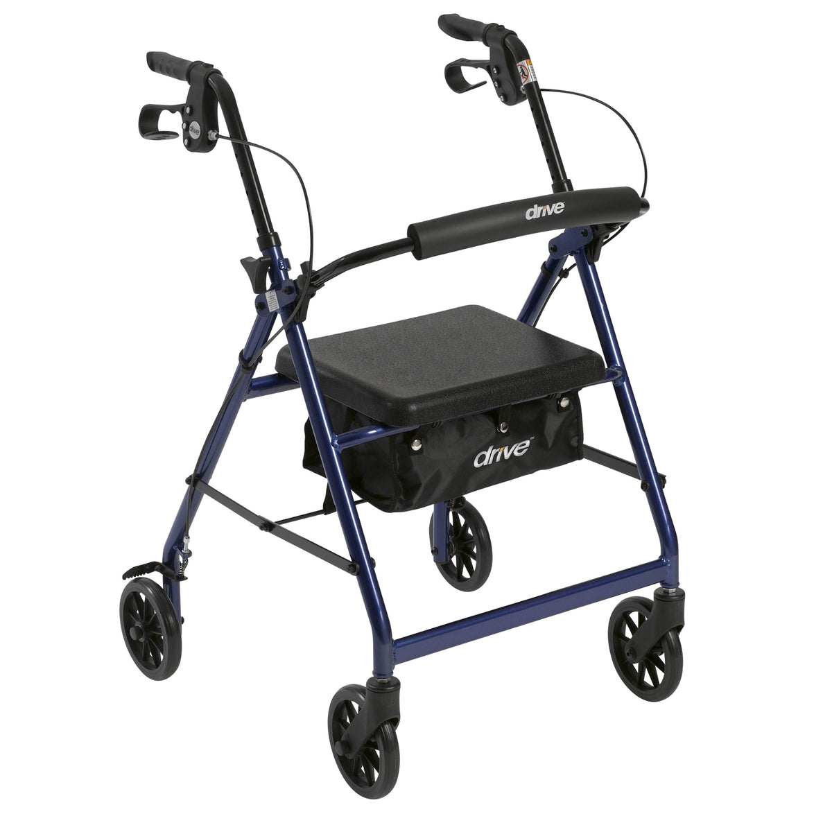 Walker Rollator With 6 Wheels, Fold Up Removable Back Support And Padded Seat, Blue