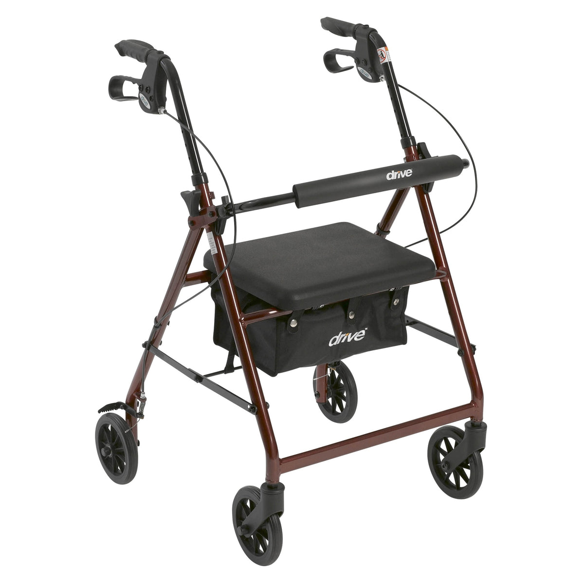 Walker Rollator With 6 Wheels, Fold Up Removable Back Support And Padded Seat, Red